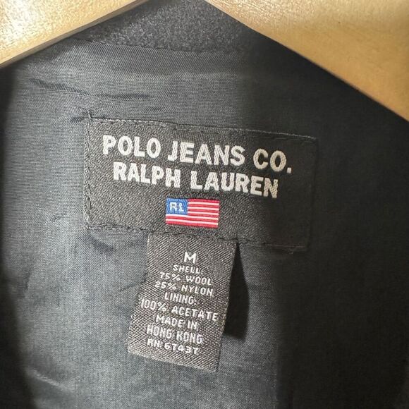 Polo Jeans Co. Ralph Lauren Pea Coat Women's Medium Black Double breasted Wool - Picture 2 of 10